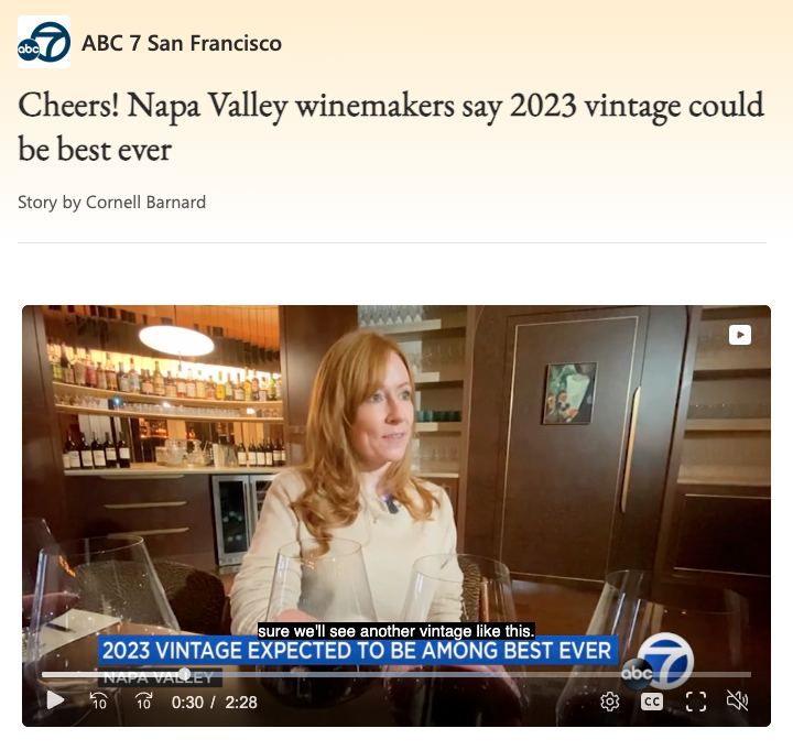 ABC 7 News: Napa Valley winemakers say 2023 vintage could be best ever ABC 7 News: Napa Valley winemakers say 2023 vintage could be best ever